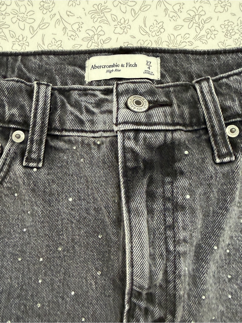 Abercrombie & Fitch Black Denim Mini Skirt with Silver Studs - Picture 2 of 3